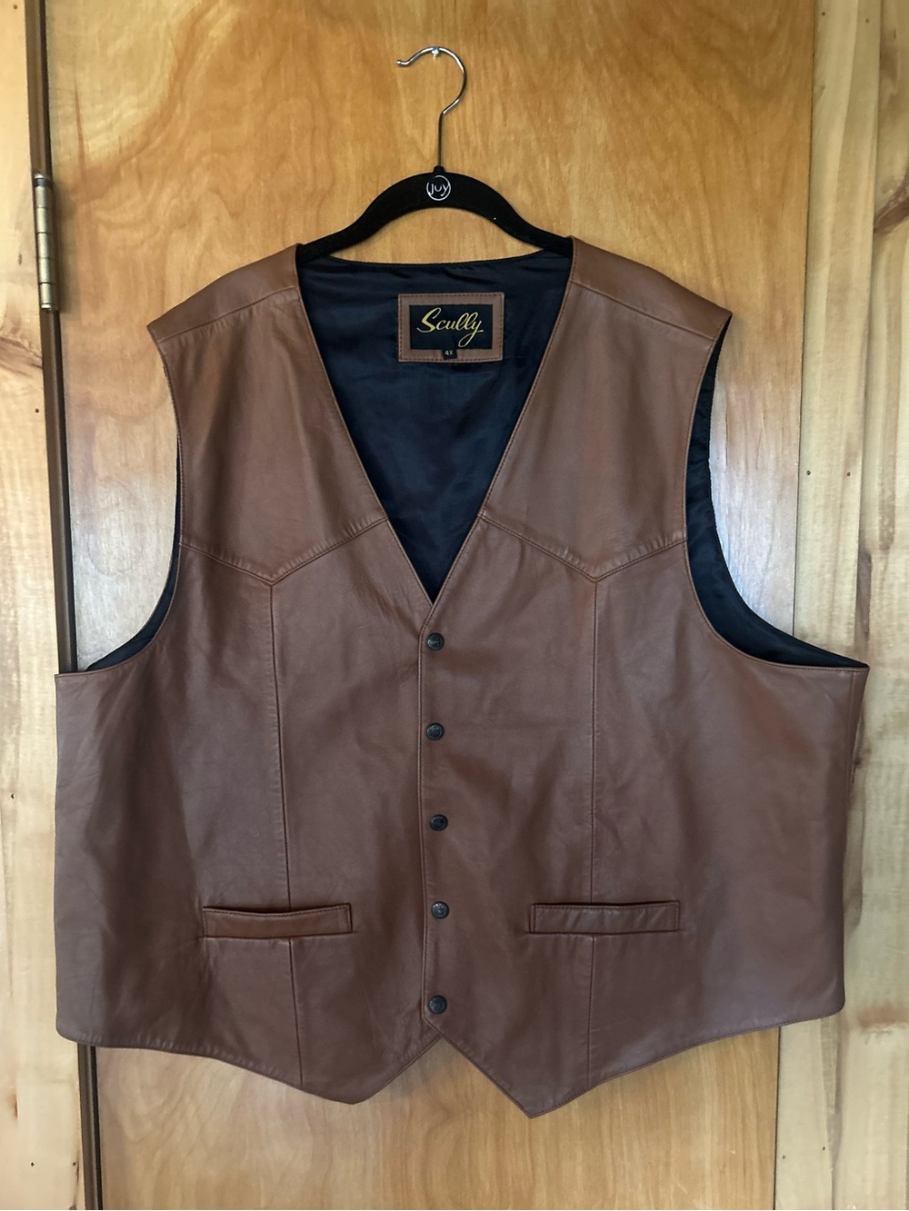 Scully Cowboy Vest Hard to Find Size 4X - Rich Brown Leather - Ranch Wear
